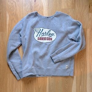 Harley-Davidson Heather Gray Crewneck with Navy & Burgundy Logo Size Large